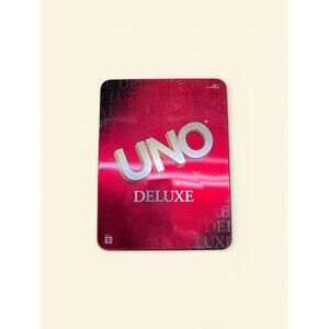 Mattel UNO Deluxe Card Game Tin Set Cards Tray Score Pad Pencil Complete Vintage